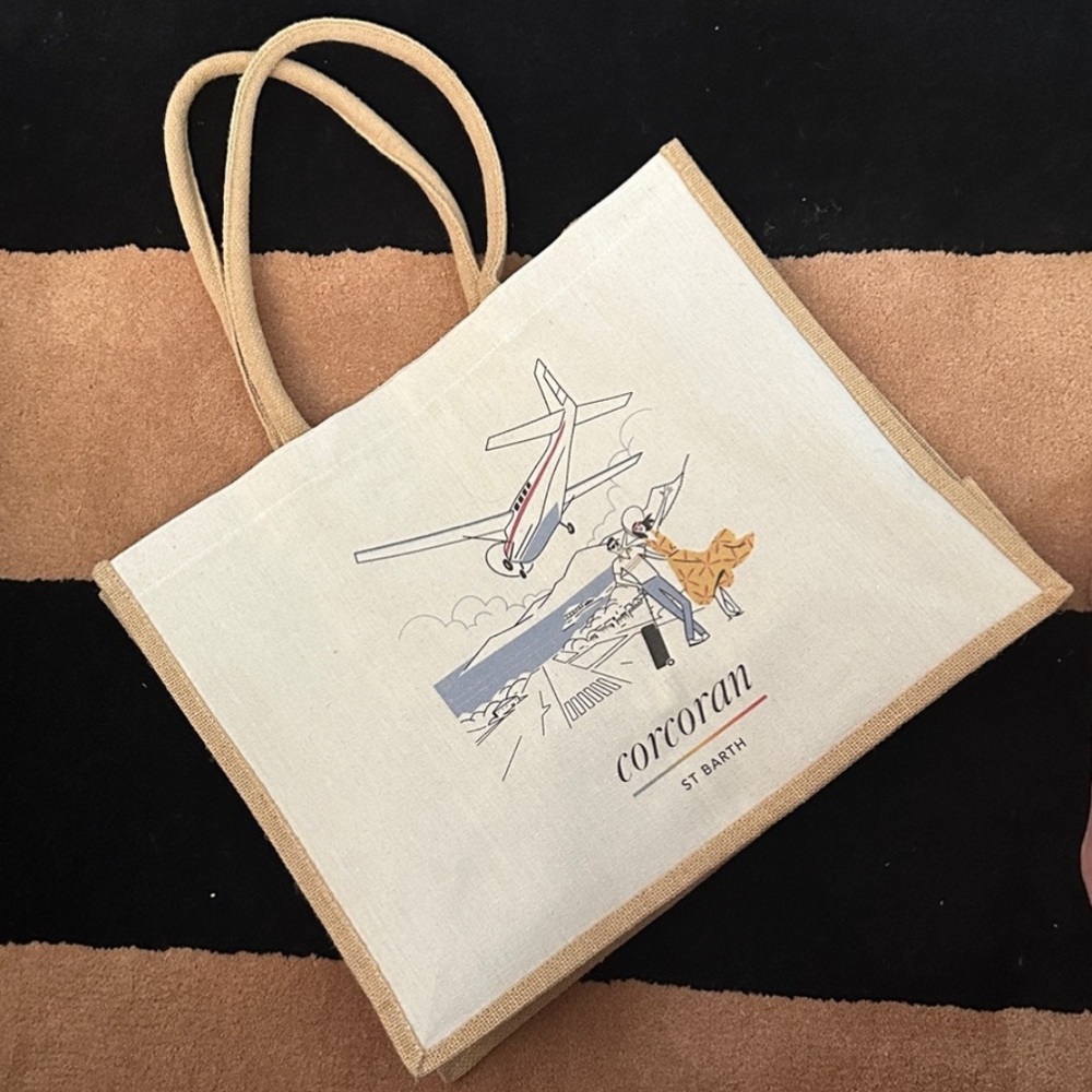 new ST BARTH RESORT CORE GIANT LINEN TOTE BAG CORCORAN ST BARTHS
